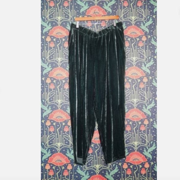 Eileen Fisher High Waist Green Velvet Taper Ankle Pants Pine Nwt - Picture 5 of 8